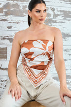 Satin effect Scarf top flexible elastic