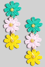 Colorful Braided Flower Chain Dangle Earrings