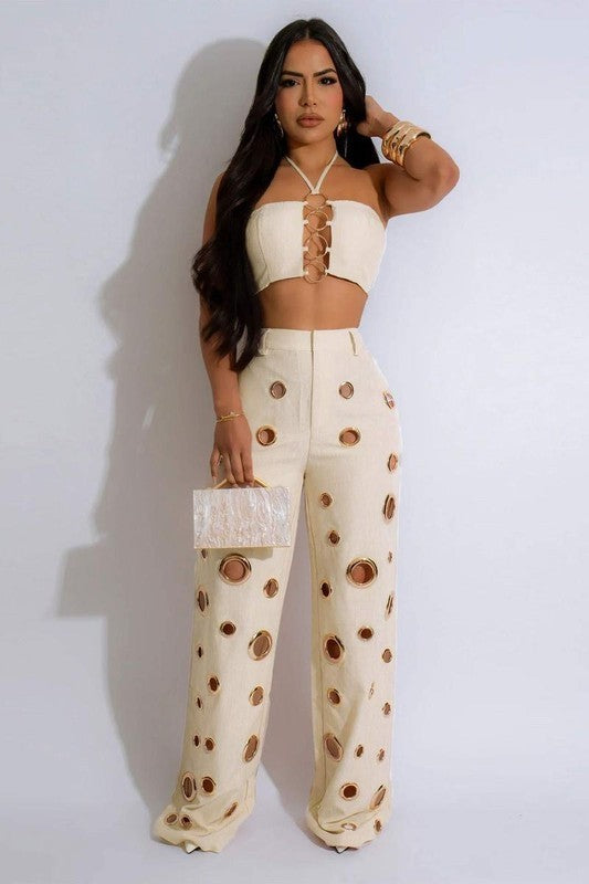 Monaco Sexy hole slim Two piece set