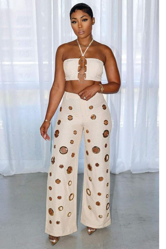 Monaco Sexy hole slim Two piece set