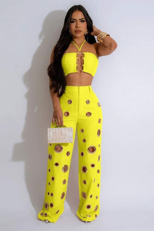 Monaco Sexy hole slim Two piece set