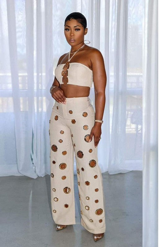 Monaco Sexy hole slim Two piece set