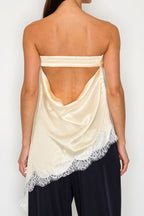 Staples satin lace Trim Top