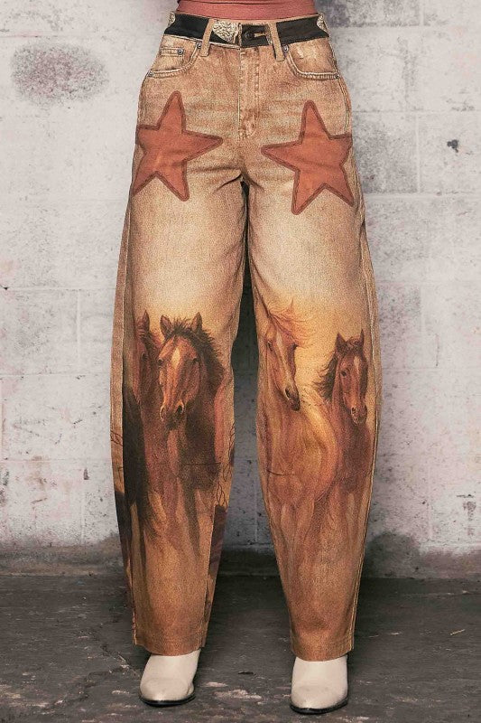 Horse Print Baggy Jeans