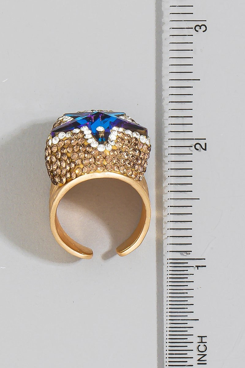 Pave Crystal Star Statement Ring