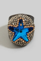 Pave Crystal Star Statement Ring