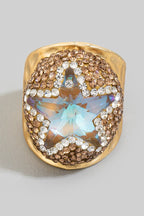 Pave Crystal Star Statement Ring