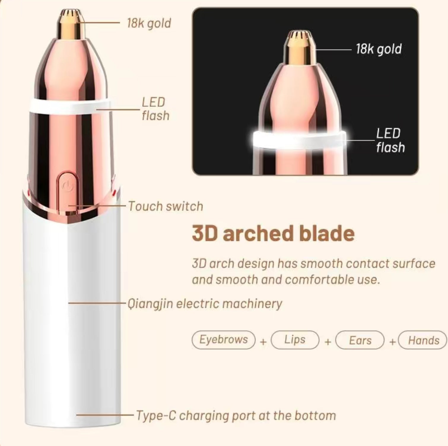 Lumi Trim 2 in 1 facial & eyebrow hair trimmer