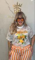 Orange Lace white Tshirt