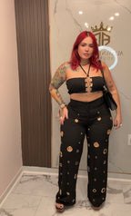 Monaco Sexy hole slim Two piece set
