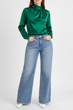 Hight Rise Amalfi denim (stretchy wide leg With Rhinestones)