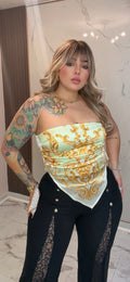Satin scarf top