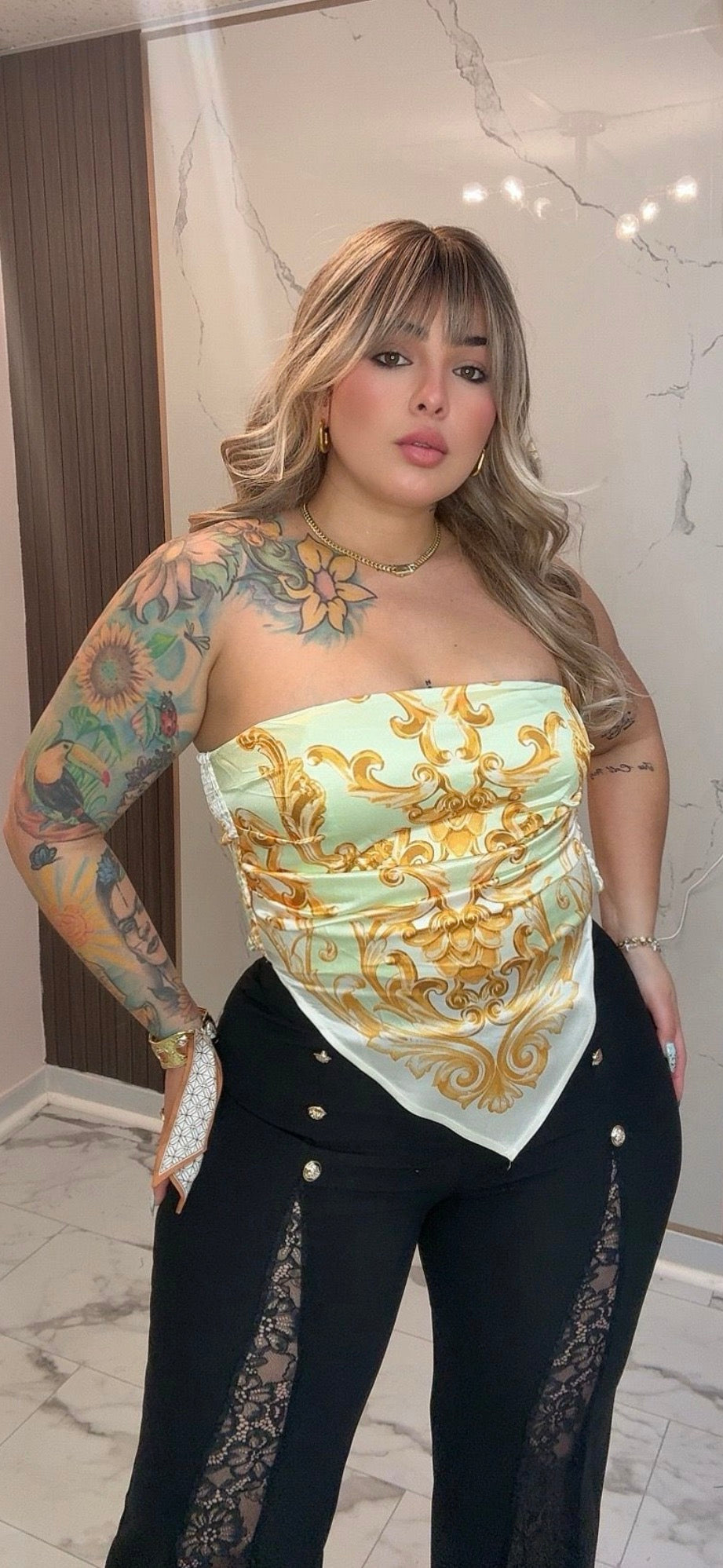 Satin scarf top
