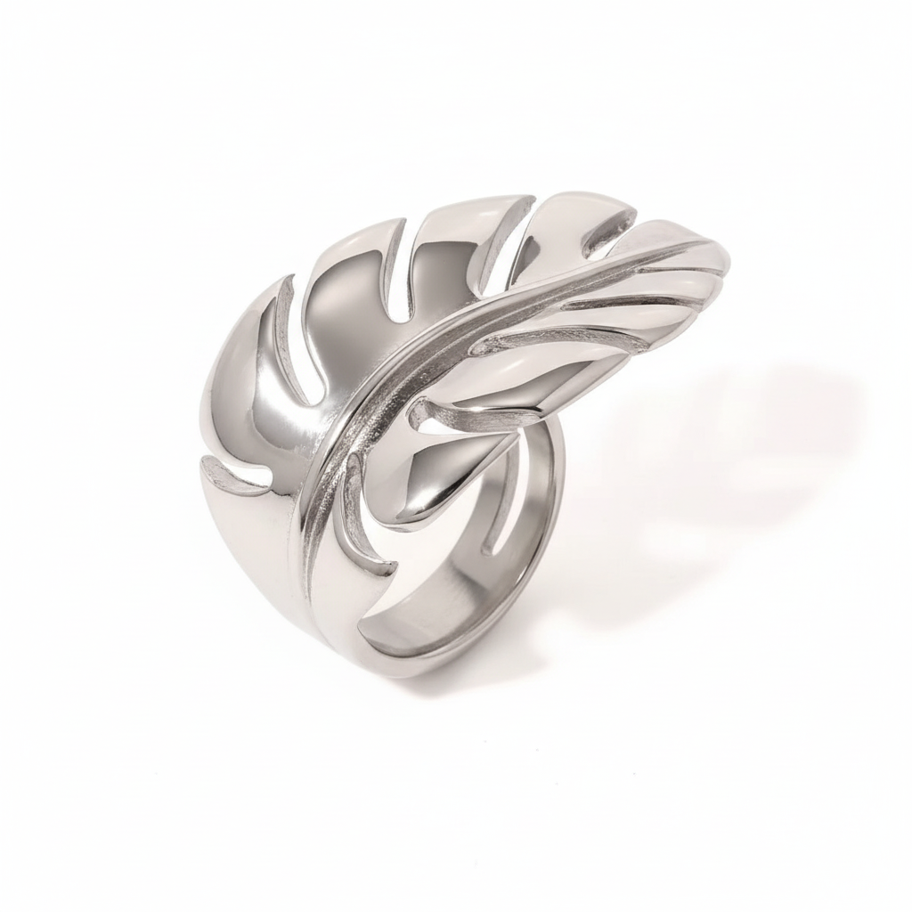 leaf silver ring
