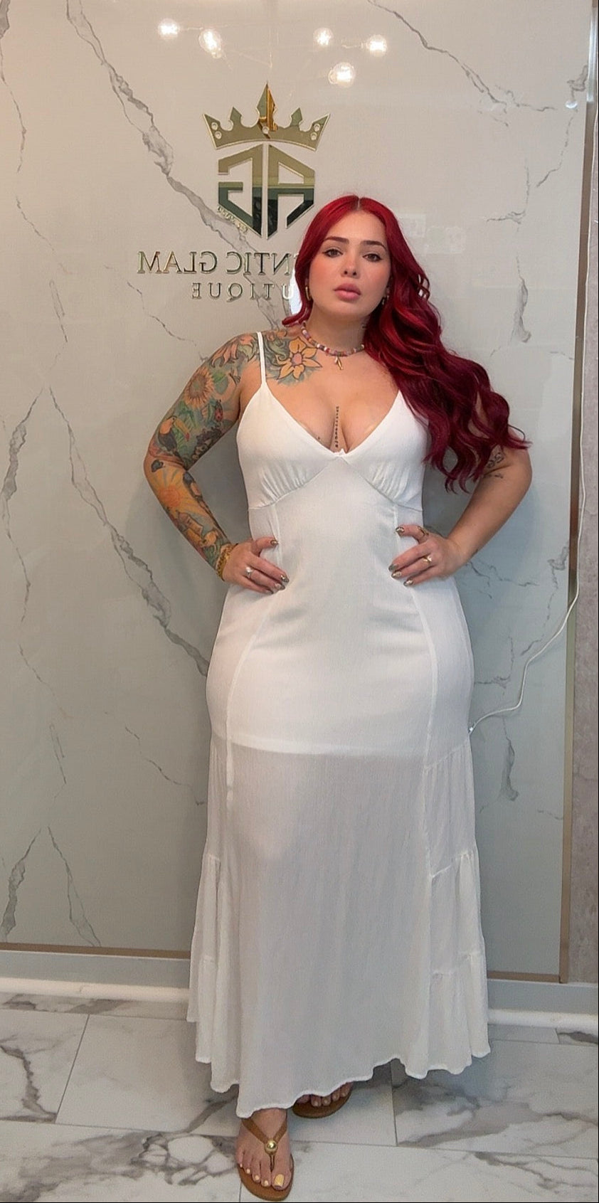 White pearl dress