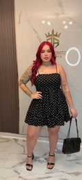 Black polka dots dress