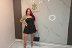 Black polka dots dress