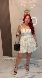 White vintage polka dot dress
