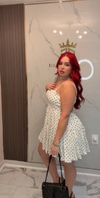 White vintage polka dot dress