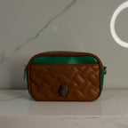 Kensington Woven Camera Bag –Kurt Geiger  Emerald & Cognac