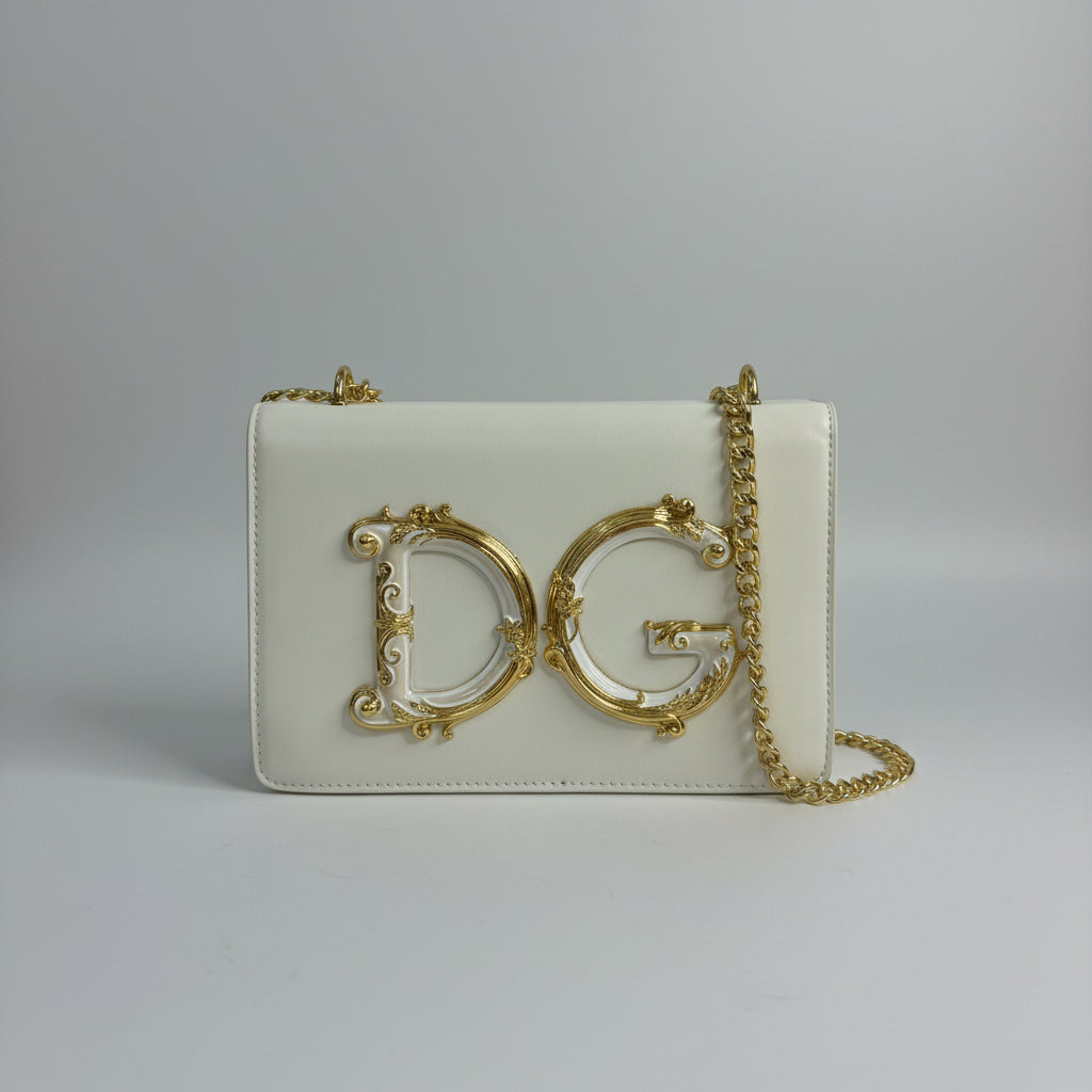 DG Royal Chain Crossbody Bag –White